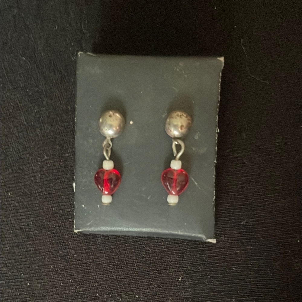 Elegant Red Heart Drop Earrings